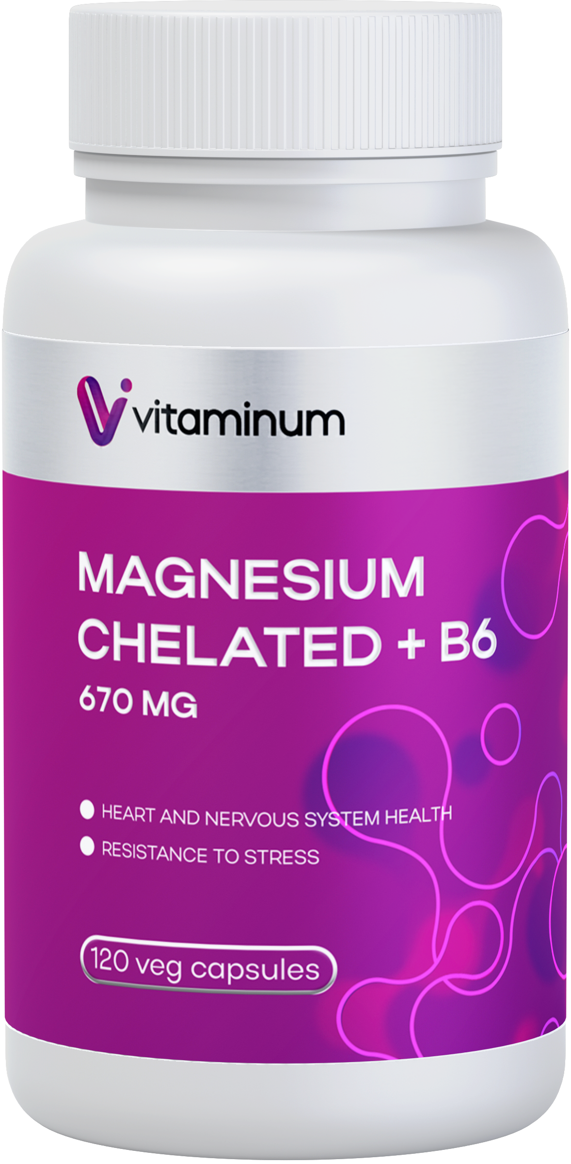  Vitaminum МАГНИЙ ХЕЛАТ + витамин В6 (670 MG) 120 капсул 800 мг  в Каспийске